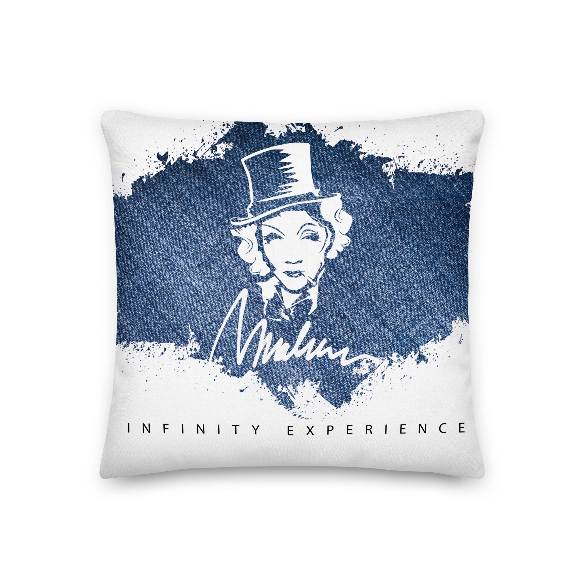 Cojín prémium Marlene efecto denim — 18 × 18 pulgadas, vista frontal