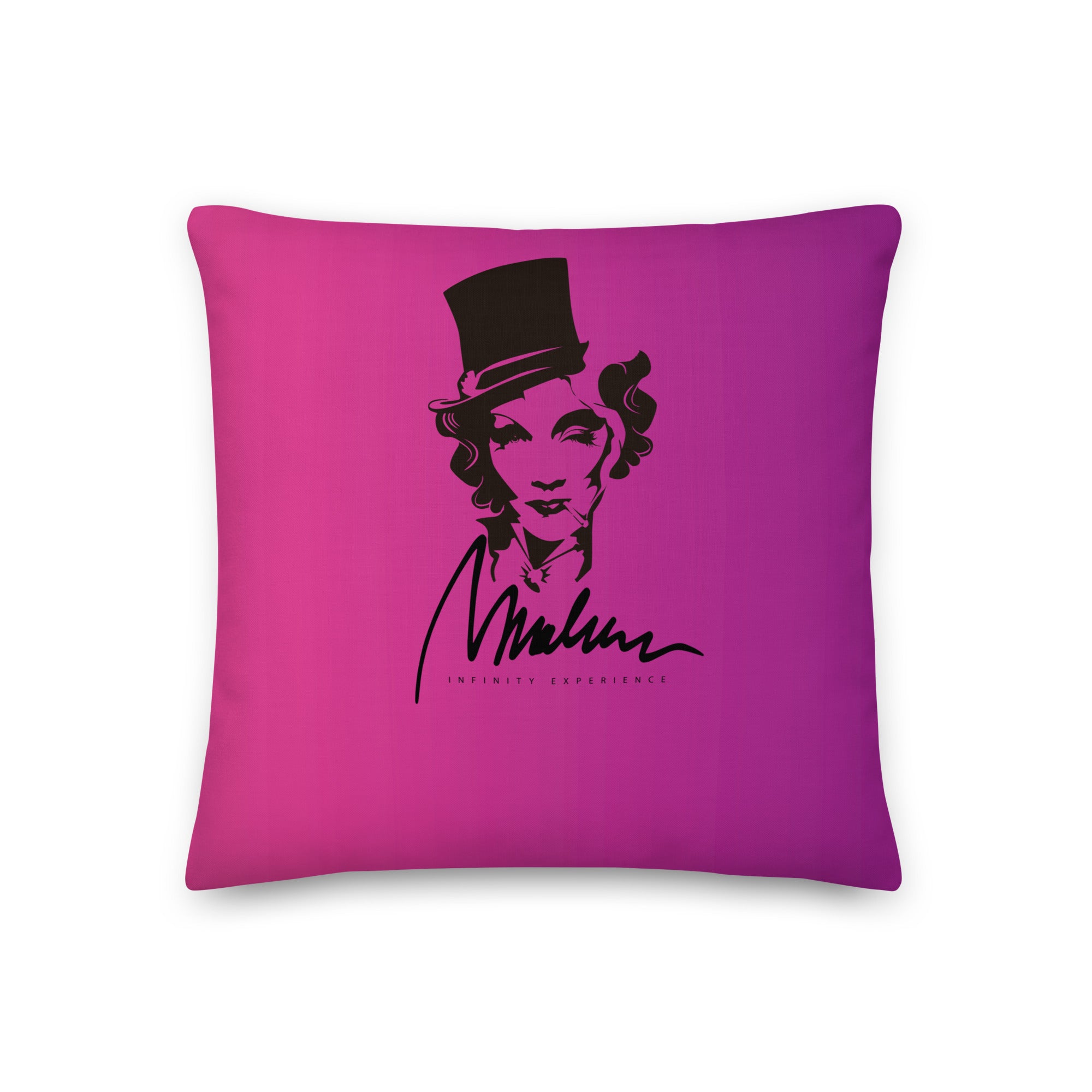 Cojín prémium Marlene Pink — 18 × 18 pulgadas, vista frontal