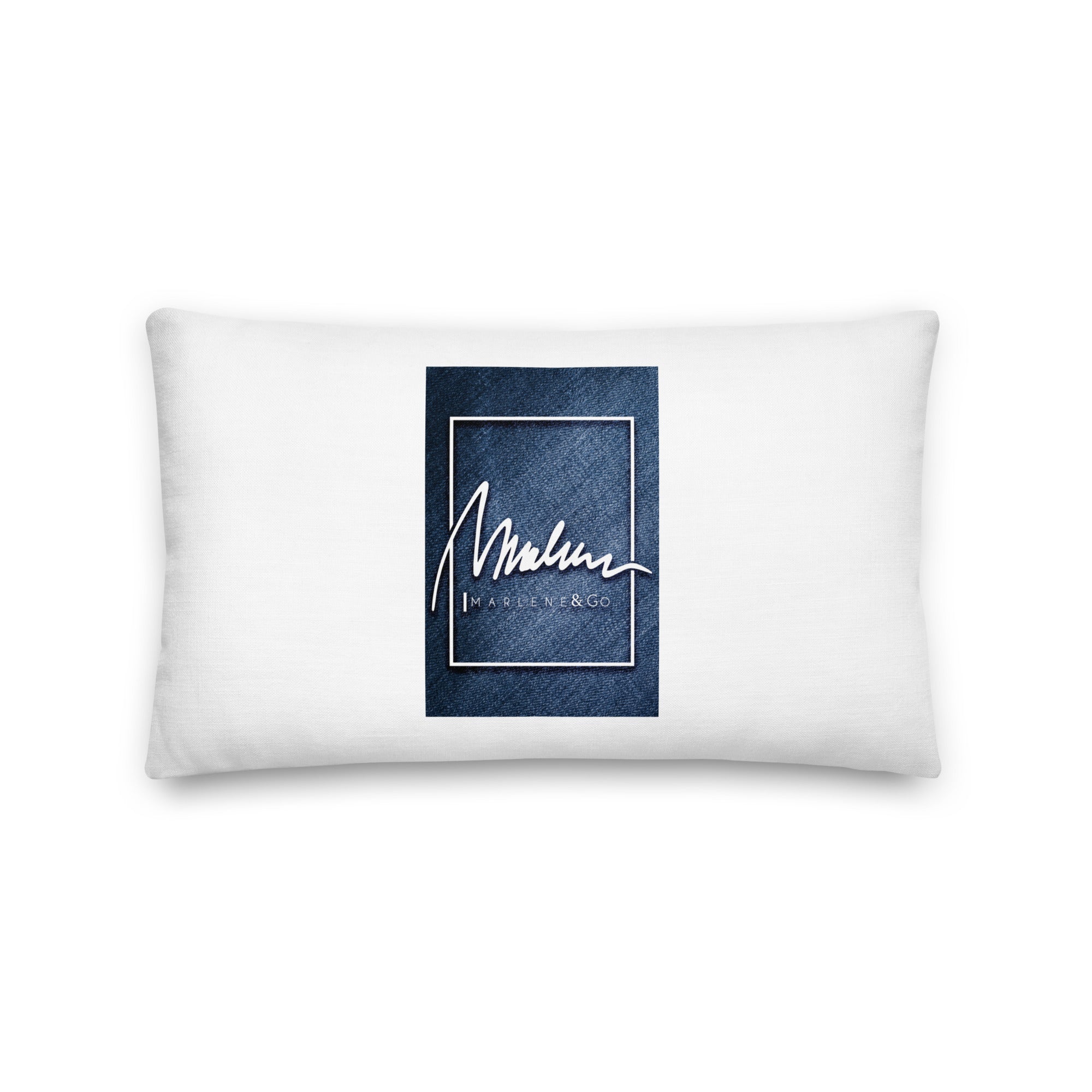 Cojín prémium Marlene efecto denim — 20 × 12 pulgadas, vista trasera