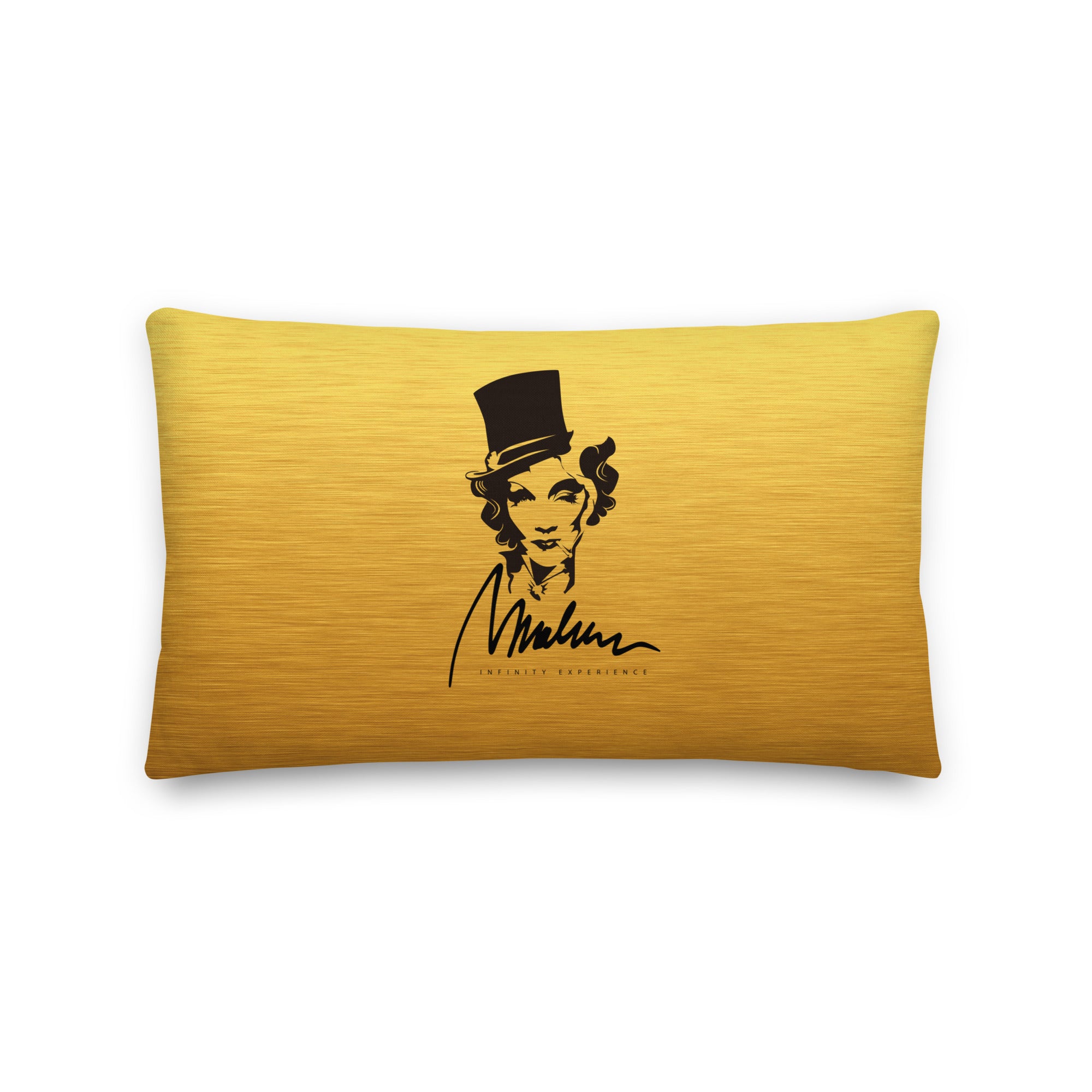 Cojín prémium Marlene Gold — 20 × 12 pulgadas, vista frontal