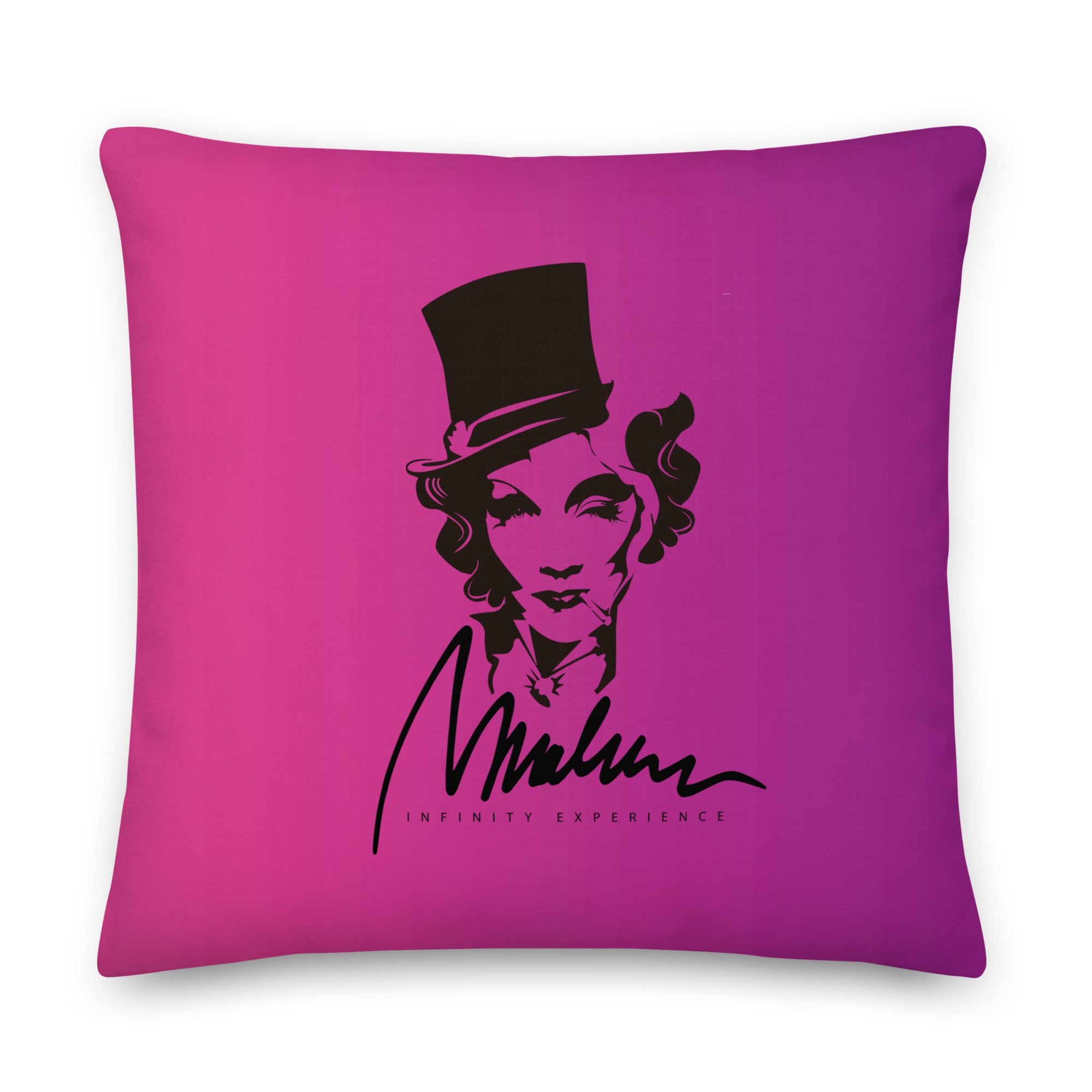 Cojín prémium Marlene Pink — 22 × 22 pulgadas, vista frontal
