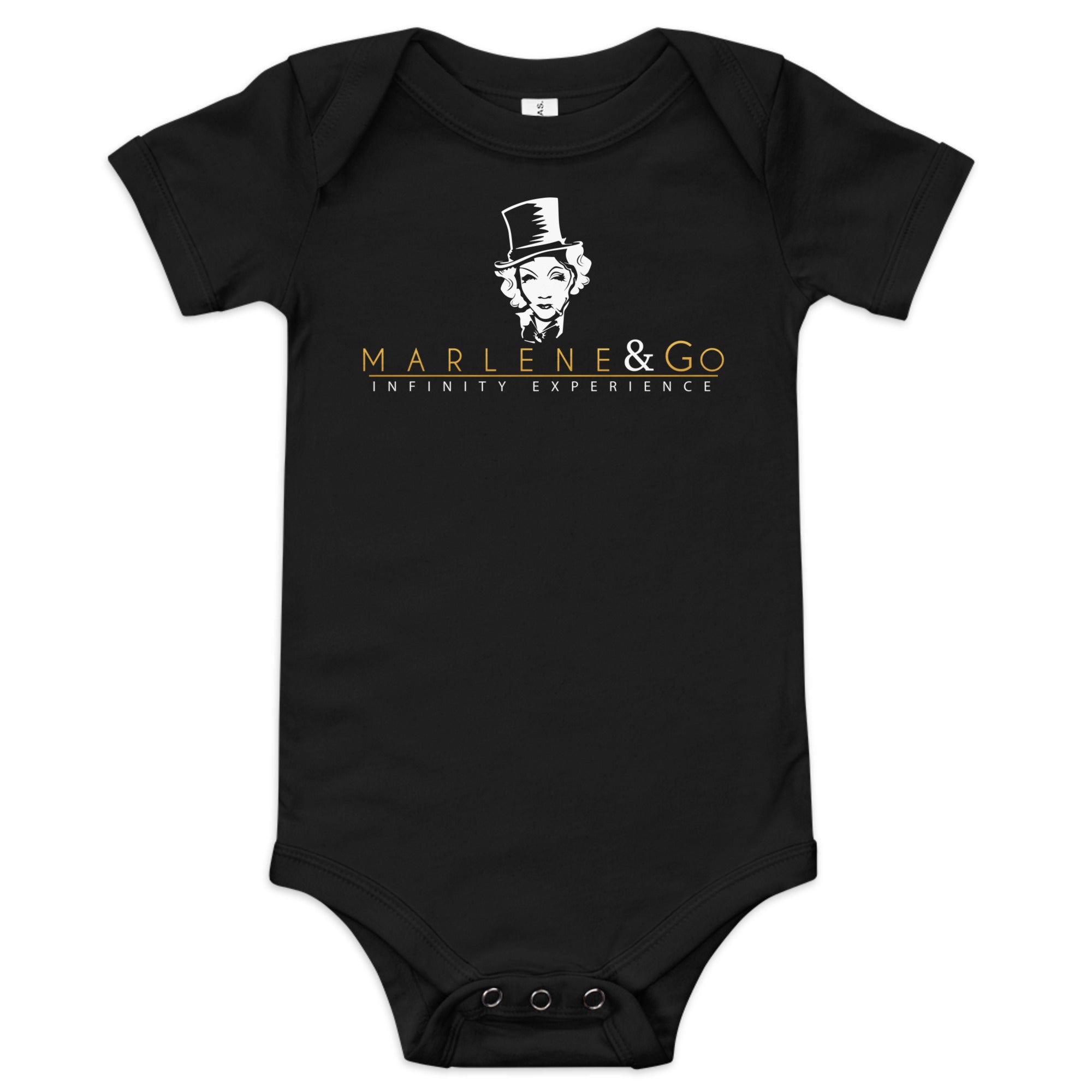 Body de bebé Marlene Logo Gold — negro — vista principal del diseño