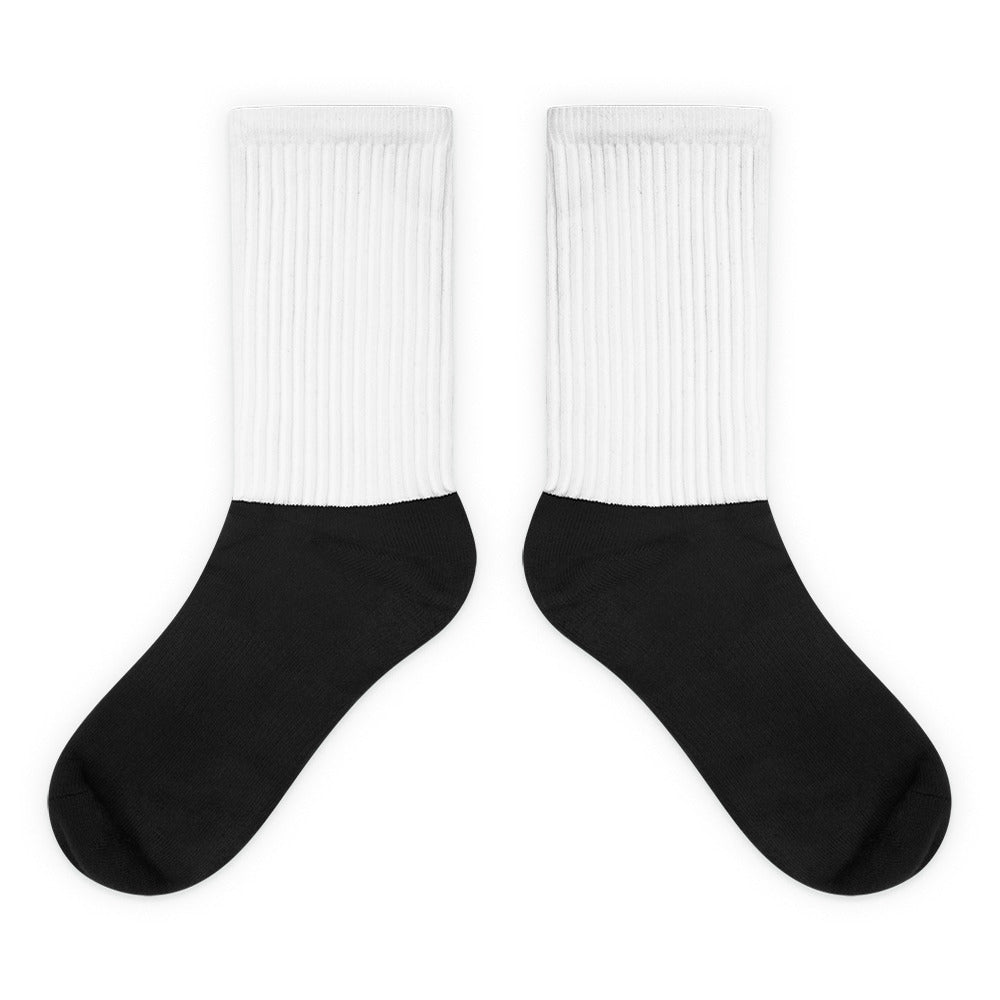 Calcetines bicolor — blanco y negro — vista principal del diseño