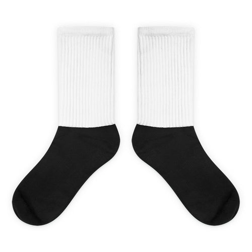 Calcetines bicolor — blanco y negro — vista principal del diseño