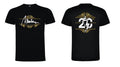 Camiseta negra Café Marlene 20 aniversario, vista frontal y trasera