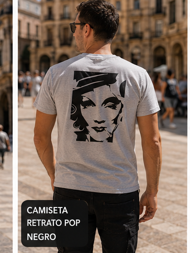 Hombre con camiseta gris Marlene Pop Smoke, retrato pop negro