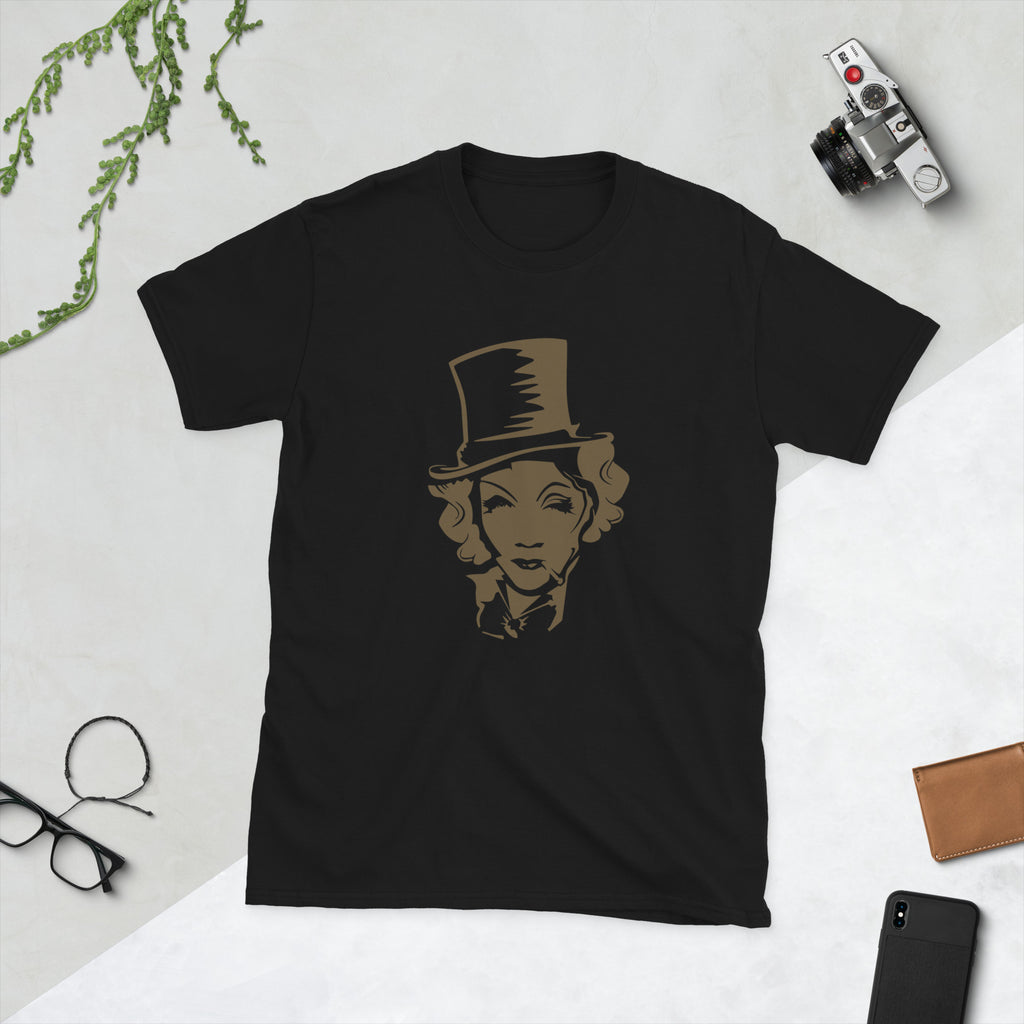 Camiseta unisex Marlene — retrato dorado — vista principal del diseño