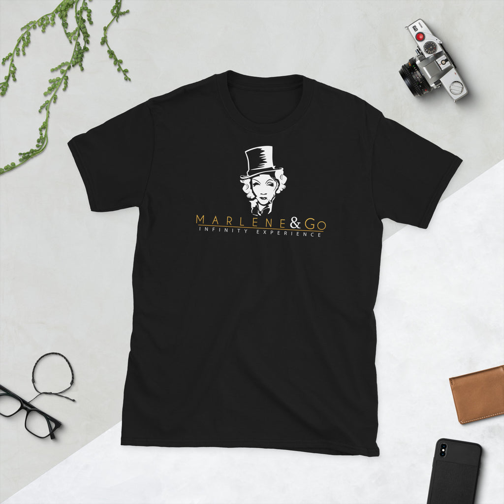 Camiseta unisex Marlene — logo dorado II — vista principal del diseño