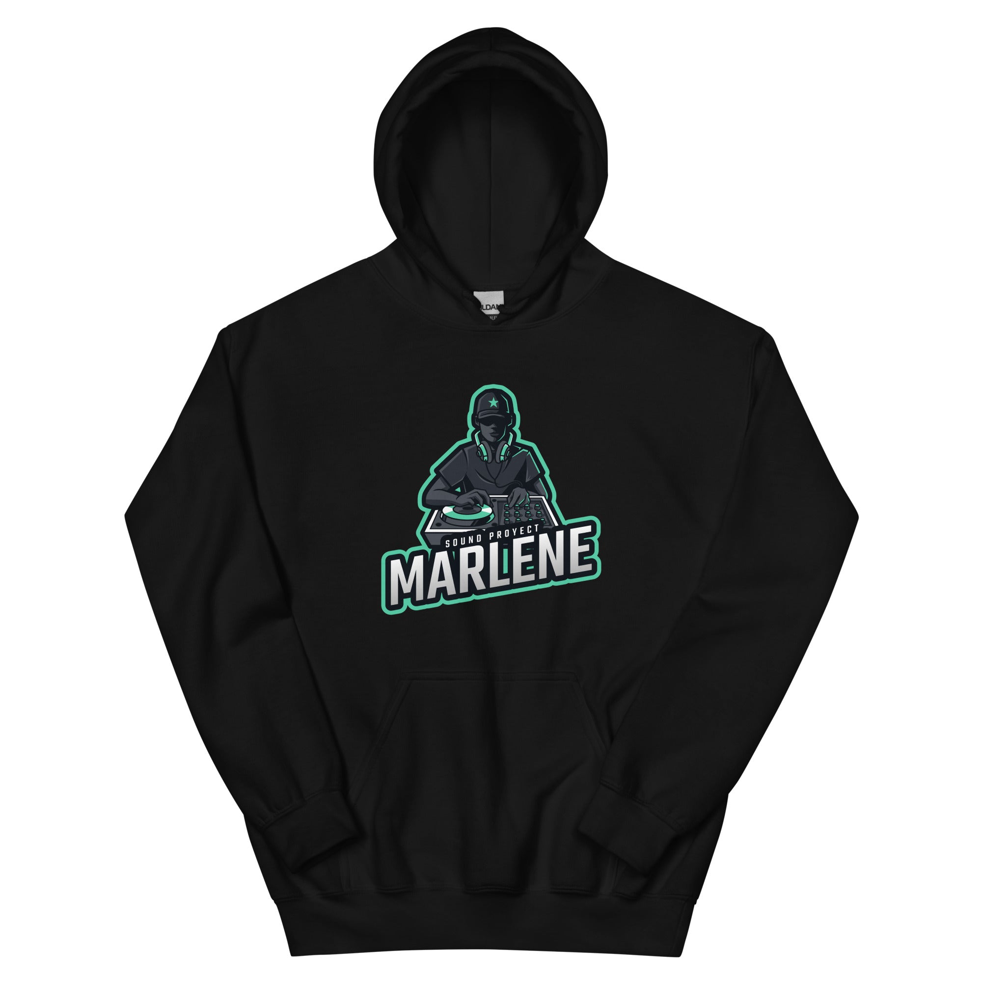 Sudadera con capucha Marlene — negro, edición 01 — vista principal del diseño