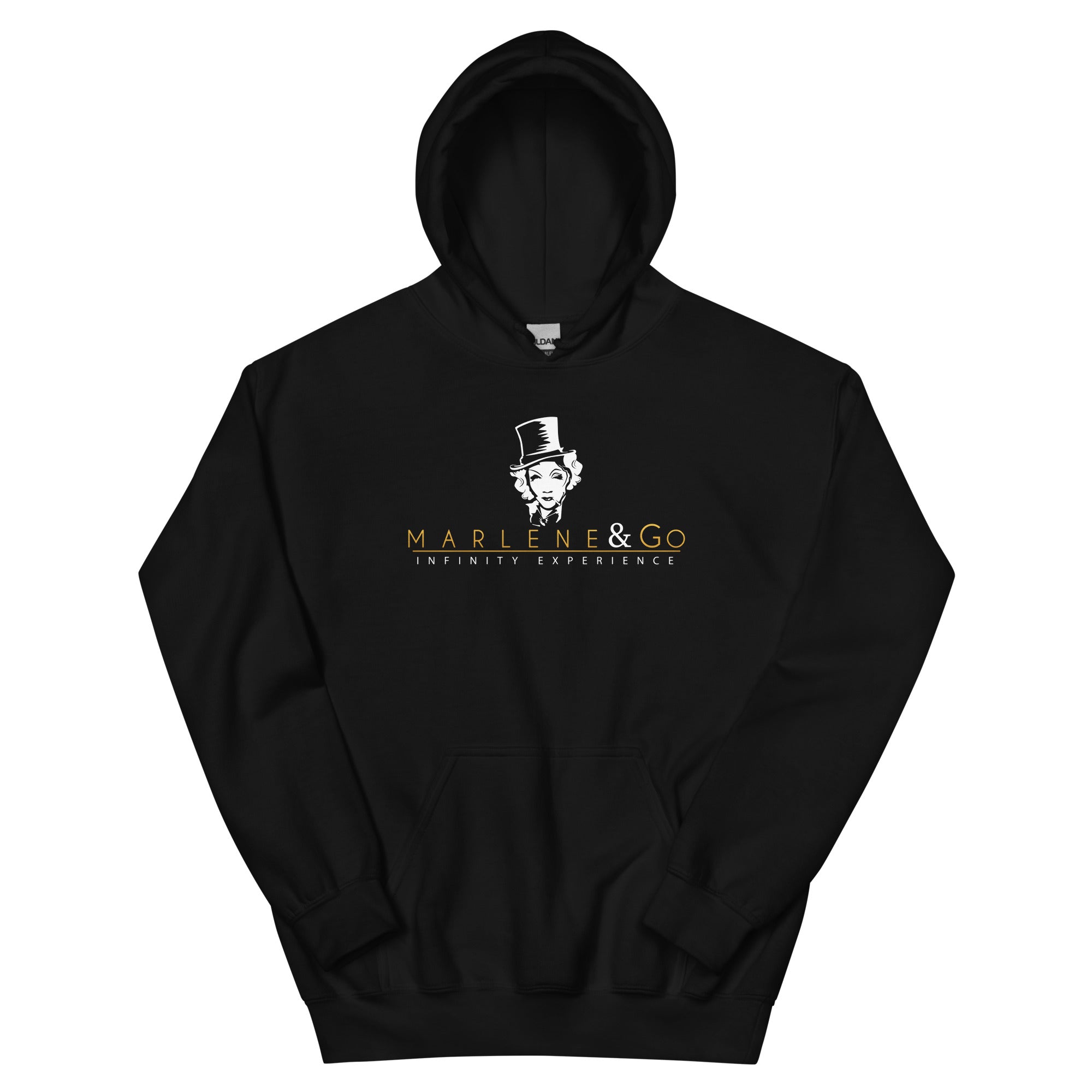 Sudadera con capucha Marlene — negro, edición 09 — vista principal del diseño