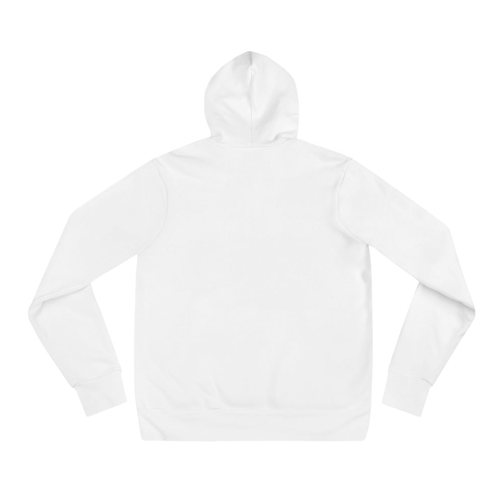 Koi Sello de Marlene & Go: vista posterior de la sudadera blanca con capucha, sin estampado