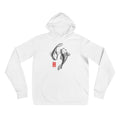 Koi Sello de Marlene & Go: sudadera blanca con carpas koi y sello rojo, vista frontal